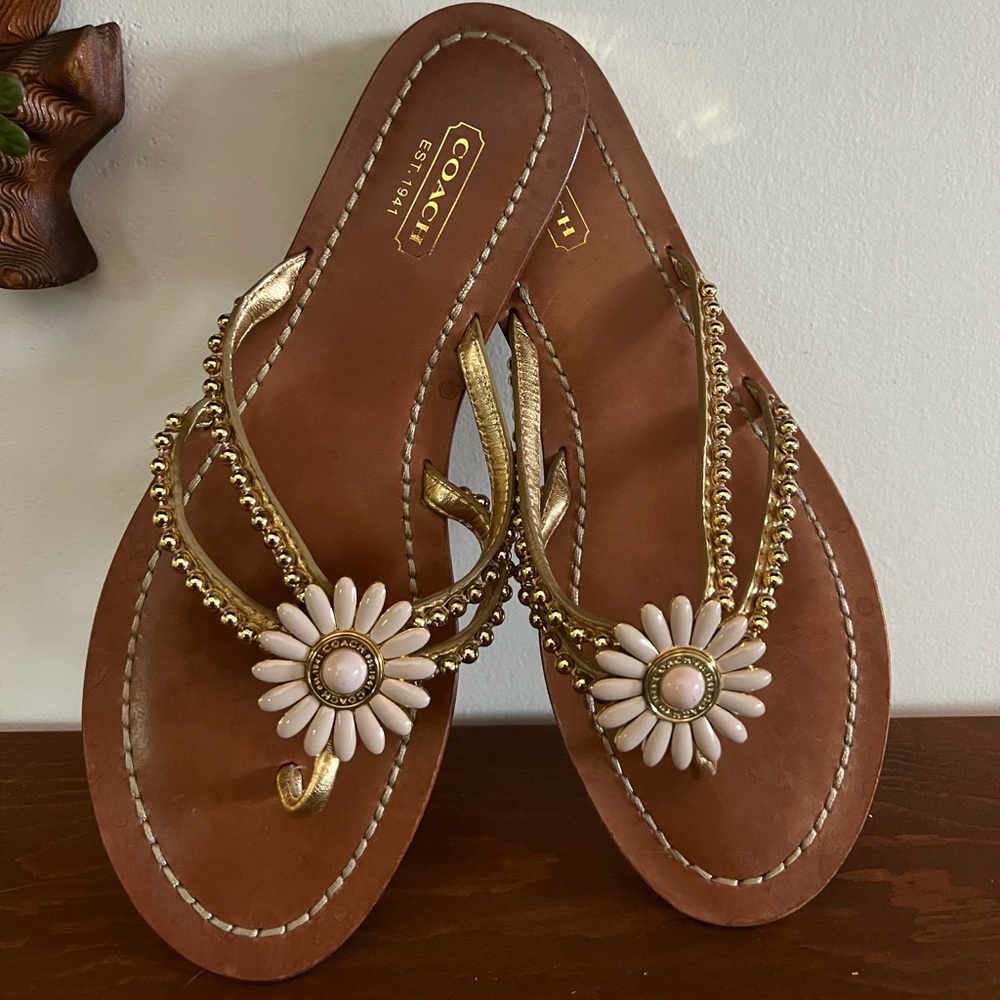 Coach Floral and Gold Size 7.5 Flip Flop